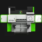 60cm-DTF-Printer-Shaker-green-X6G-right, nozzle recovery system, PLC touch screeen, printhead heating system, Auto-in-line cleaning System
