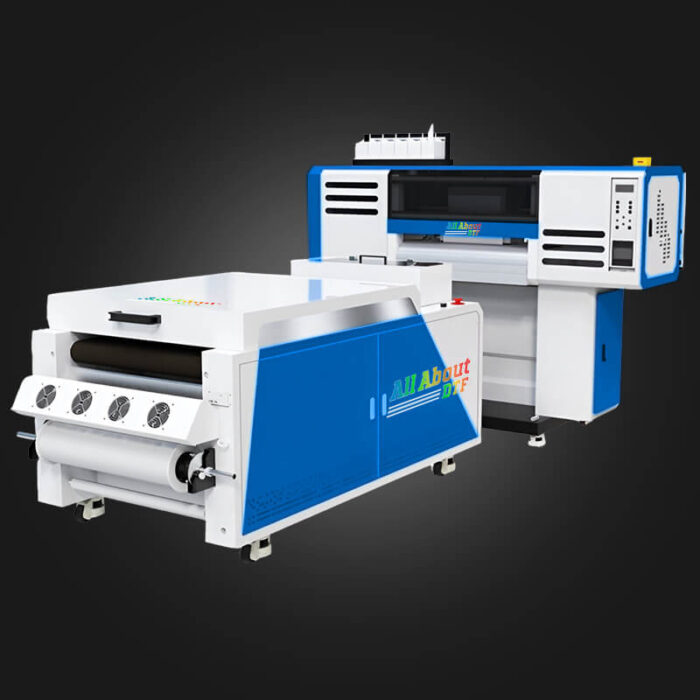 60cm DTF Printer, fourth generation Shaker light blue X6G, nozzle recovery system, PLC touch screeen, printhead heating system, Auto-in-line cleaning System